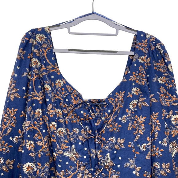 House of Harlow 1960 Floral Lace Up Puff sleeve Blouse - Picture 4 of 15